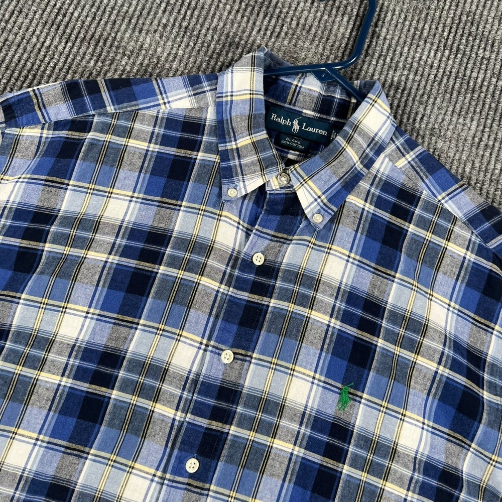 Ralph Lauren Blake Shirt Mens Large Blue Plaid Short Sleeve Button Up Outdoor